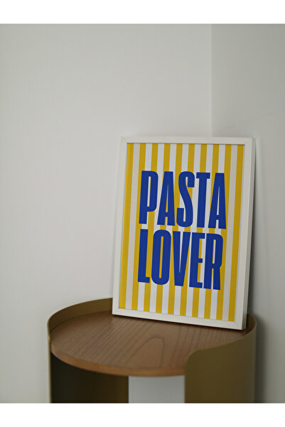 studio duha Renkli “PASTA LOVER” Poster – Makarna Tutkunlarına Özel Modern Tipografi Tasarım Sarı Beyaz POSTER