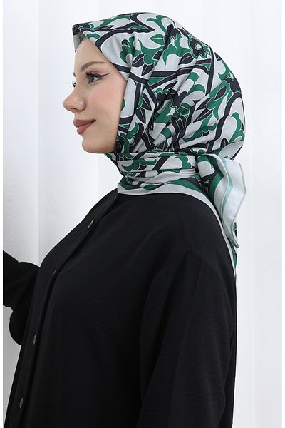 sefamerve Patterned Soft Scarf 90202-12 Gray Green
