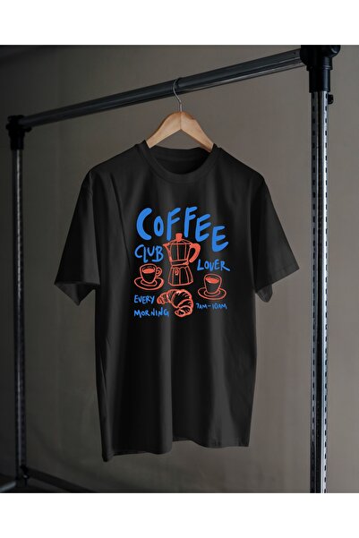 Hediyenza Μπλουζάκι με στάμπα Coffee Lover Clup Unisex 100% βαμβάκι