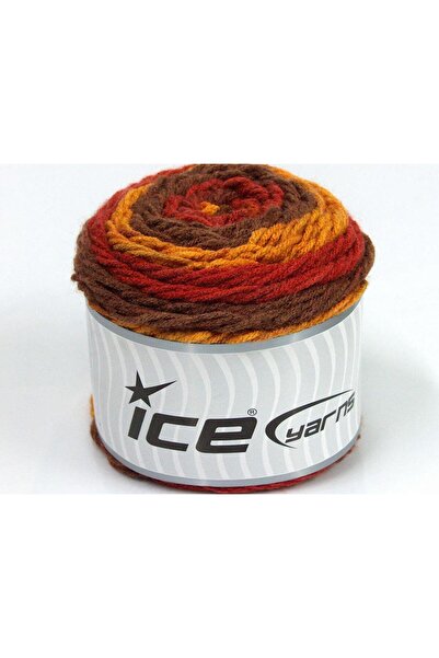 Ice yarns 2×140 جرام. خيوط أكريليك بنية، ذهبية، نحاسية، شتوية، مسطحة، بنمط ال...