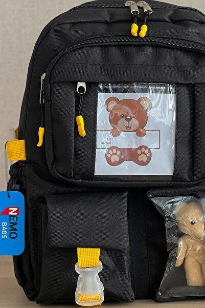 NEMO GROUP Geantă de școală unisex în stil coreean negru închis, rucsac Kawai...