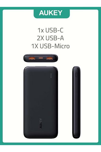 AUKEY 10,000 mAh Slim Power Bank 15 W PB‑N73 – Black