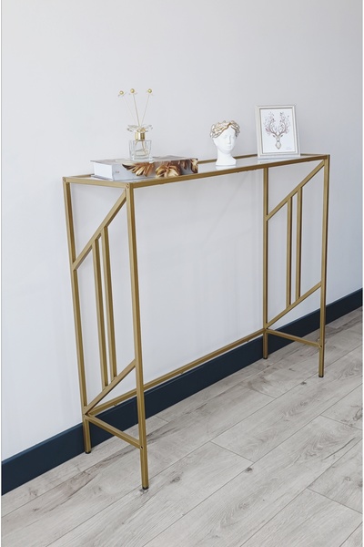 AVİBO HOME Classe Gold Dresuar Kahve Köşesi Modern Konsol 100 cm Şeffaf Cam