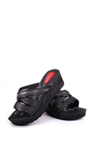 Papuçsepeti Shoe Basket 4869 Cross & Stone Anatomical Sole Daily Women's Slippers