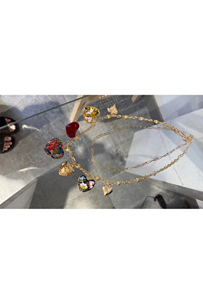 GLAM قلادة مينيلي كبيرة على شكل قلب ساحر مكونة من قطعتين