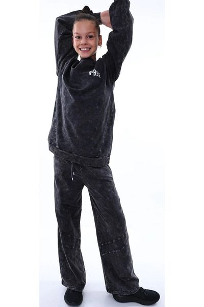 İrem Çocuk Giyim Girl's Front Free Back Text Pattern Washable Fabric Two Thread Raised Tracksuit Set