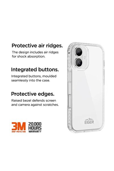 EIGER Husa Ice Grip pentru iPhone 16, Transparent