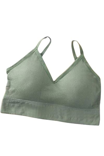 Mixbo Sport Bra for Women with Straps and Backless, Seamless, Push Up Model, S/M, Green
