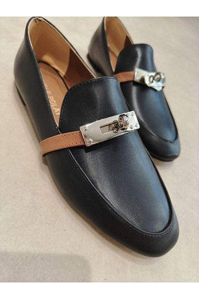 diclepolat Women's Loafer Buckle Casual Shoes Loriza Black