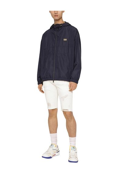 Dolce&Gabbana Jeans Navy Blue Hooded Raincoat Jacket