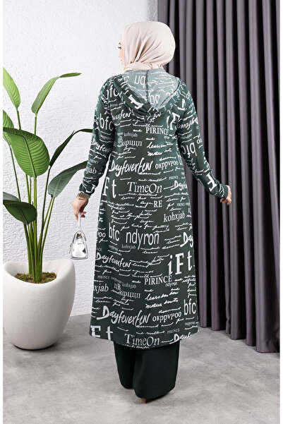 sefamerve Written 3 Piece Hijab Set 4012-06 Emerald Green
