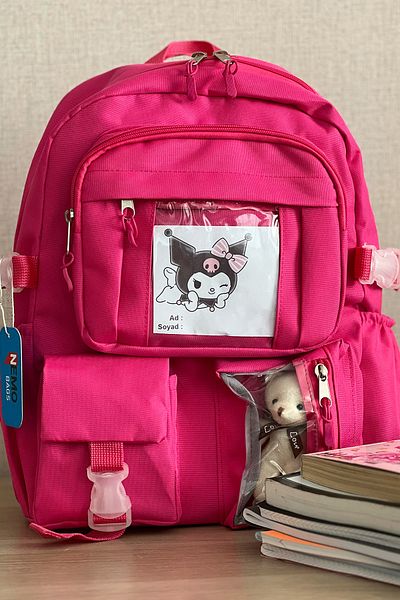NEMO GROUP Pink Girl Korean Style School Bag, Kawaii Backpack, Water Resistant, 40X30Cm, + Pen Holder Gift