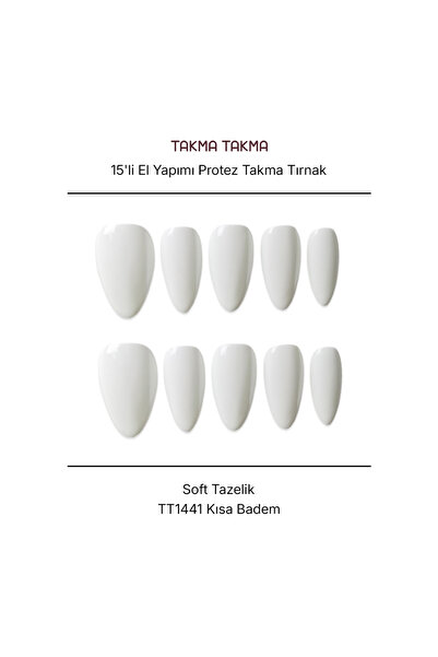 Takma Takma 10'lu Beyaz Kısa Badem TT1441 Tekrar Kullanılabilir El Yapımı Pro...