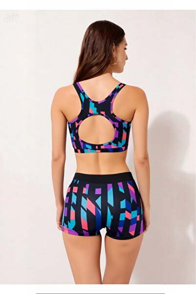 Yasmy Collection Kadın Çok Renkli Şortlu Büstiyerli Yüzücü Bikini Takım YS23S-HZ1754100