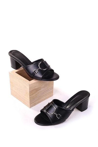 Papuçsepeti Shoe Basket Ll107 Women's 6.5 cm Square Heel Daily Slippers