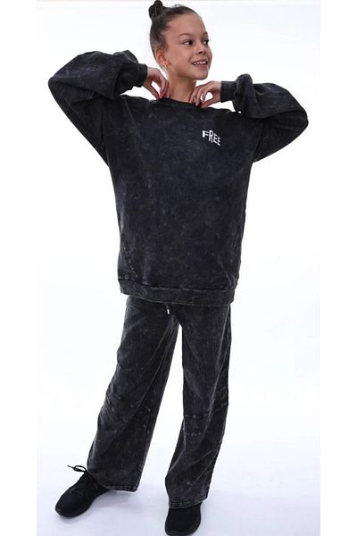 İrem Çocuk Giyim Girl's Front Free Back Text Pattern Washable Fabric Two Thread Raised Tracksuit Set