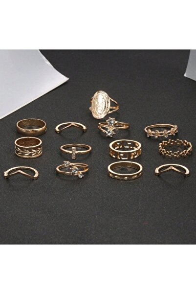 REDz Accessories Σετ δαχτυλιδιών Elegance, για γυναίκες, Fashion Look, Ανοξείδωτο ατσάλι, Χρυσό