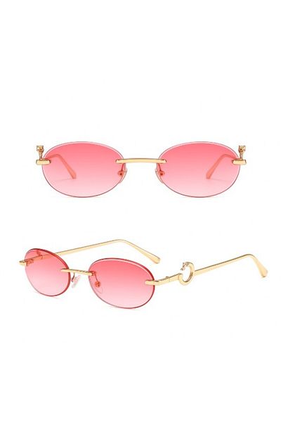 REDz Accessories Fashion Sunglasses, Oval Design, Thin Metal Frames, Decorative Side Accents, Pink