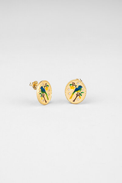 So CHIC... Serenat Kuşu 18 Ayar Sarı Altın Kaplama Gümüş Küpe