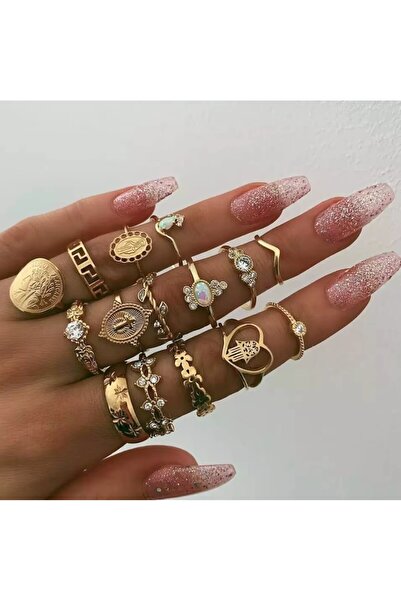 REDz Accessories Set de inele cu cruce Hamsa, pentru femei, aspect la modă, o...