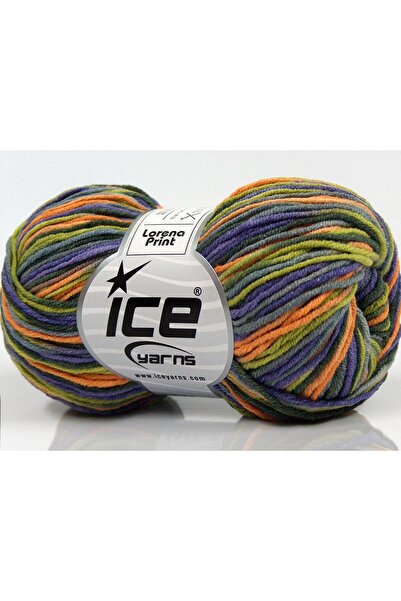 Ice yarns 8x50 جرام. خيوط صيفية من الأكريليك والقطن من لورينا برينت، باللون ا...