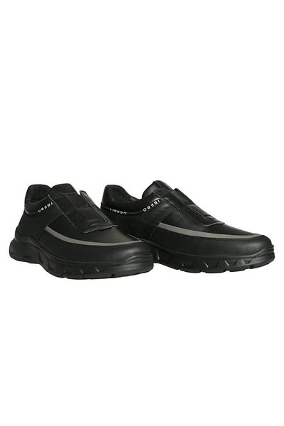 Platin Black Leather Men's Casual Shoes