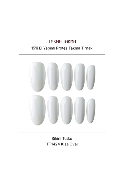Takma Takma 15'li Beyaz Kısa Oval TT1424 Tekrar Kullanılabilir El Yapımı Prot...