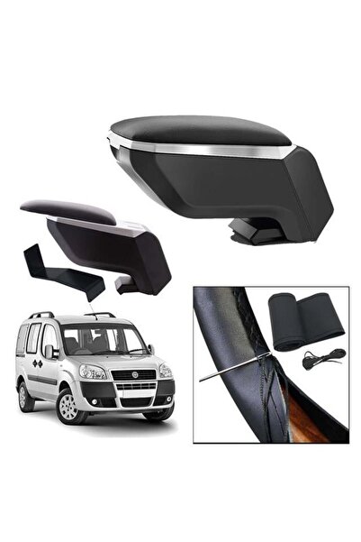3 Tıkla Lüks Set Fiat Doblo 2010 Delmesiz Çelik Ayaklı Gri-Siyah Kolçak Kol D...