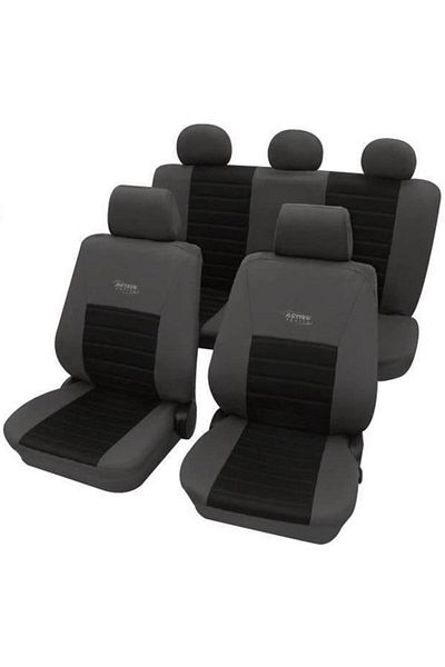 PETEX Set huse scaune auto Active Sports, montare față și spate, gri-negru, poliester, universale