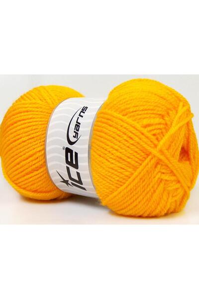 Ice yarns 4x100 جرام. خيوط أكريليك صفراء شتوية مفضلة، خيوط مسطحة، صوف مغزول، ...