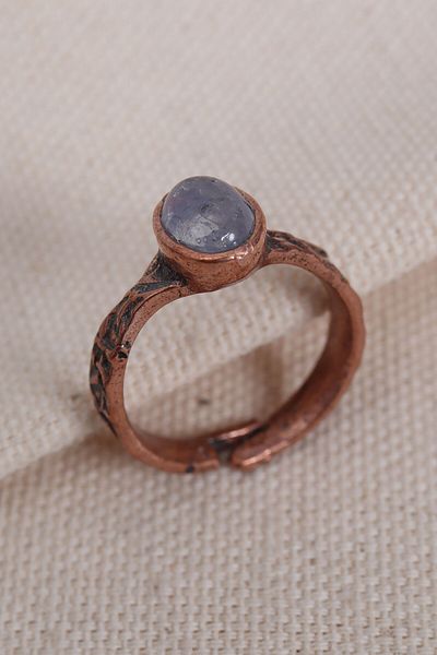 Süspüs Accessories Transparent Moonstone Pure Copper Adjustable Ring (Natural Stone)