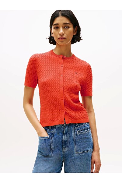 Tommy Hilfiger ملابس نسائية من القطن المحبوك الرقيق بأكمام قصيرة وياقة دائرية...