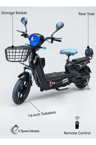 niyazi toys Electric scooter with a powerful 48V battery, adjustable seat, 16-inch tires, and three speeds