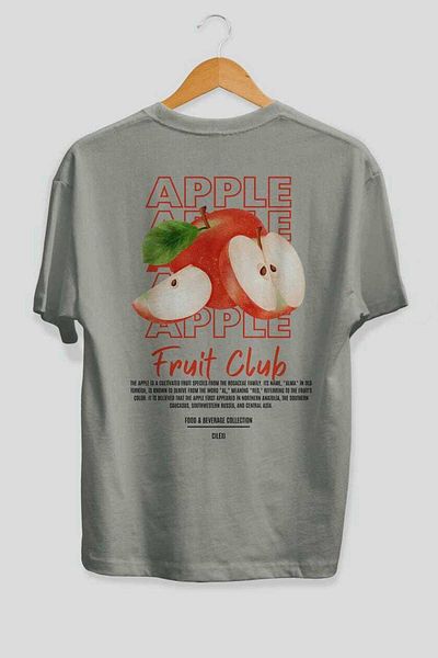Ankhises Apple Back Printed Gray Oversize T-Shirt Men Women Cotton Crew Neck Tshirt