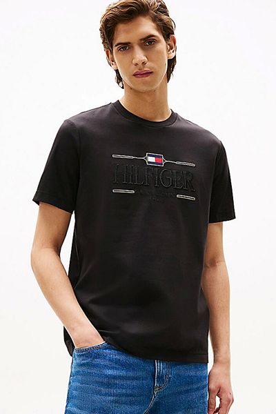 Tommy Hilfiger Men's Iconic Hilfiger Black T-Shirt Mw0Mw39585Bds