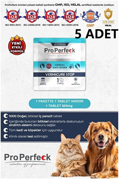 pro perfeck Bitkisel & Lezzetli Kedi Ve Köpek Parazit Tableti Vermicure Herba...