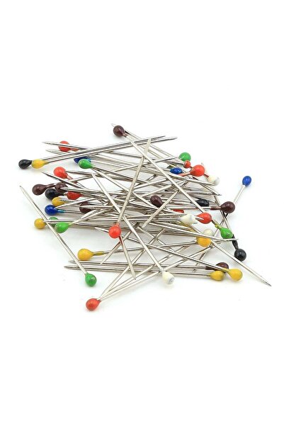 Luna Nueva 50 Adet Mine Başlı Toplu İğne – 3 cm Paslanmaz – Şal, Eşarp, Dikiş, Hobi İçin – KUTULU