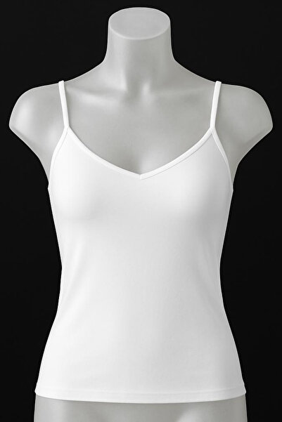 Mercan Kadın V Yaka İp Askılı Atlet - 4'lü