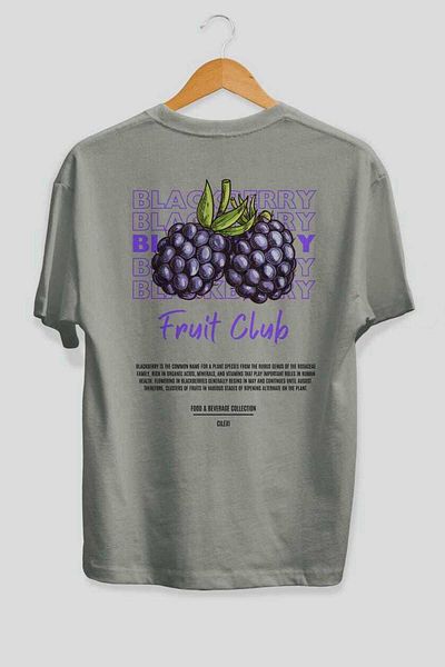 Ankhises Blackberry Back Printed Gray Oversize T-Shirt Men Women Cotton Crew Neck Tshirt