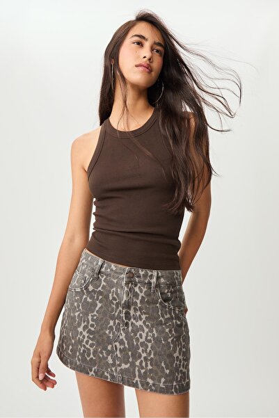 Stradivarius Desenli Şort Etek