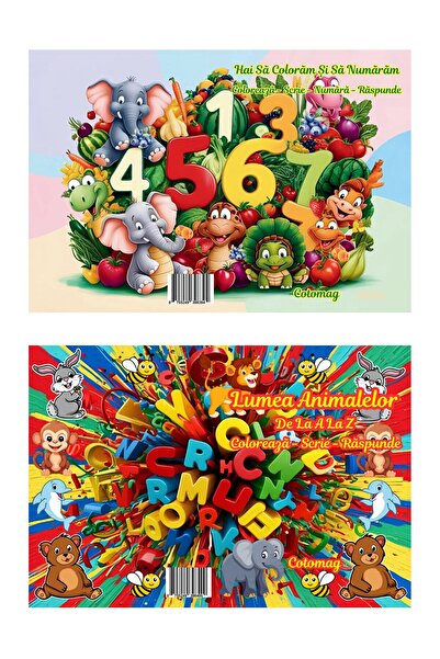 Cotomag Pachet 2 Carti de Colorat: Lumea Animalelor de la A la Z si Hai sa Co...