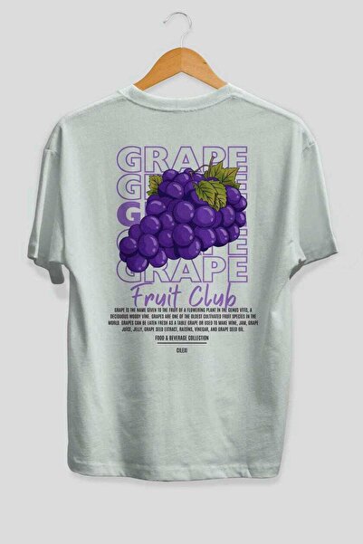 Ankhises Tricou oversize alb cu imprimeu la spate de struguri Bărbați Femei T...