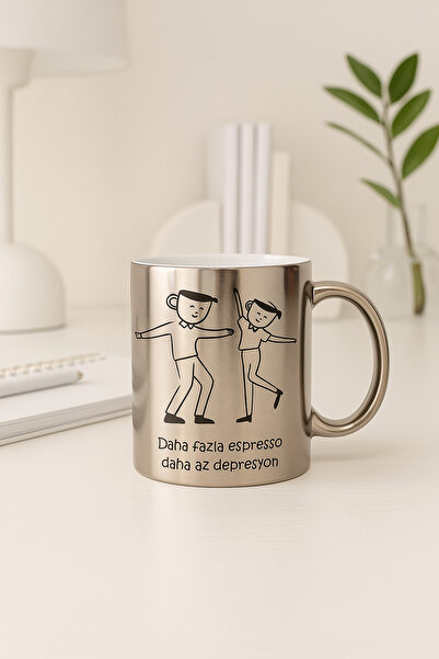çokaş Text Printed Large Size Silver Coffee & Tea Mug