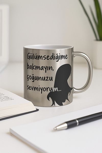 çokaş Text Printed Large Size Silver Coffee & Tea Mug