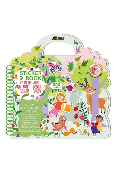AVENİR Sticker Book with Repositionable Stickers and Pop-up Scenes - Life in the Forest