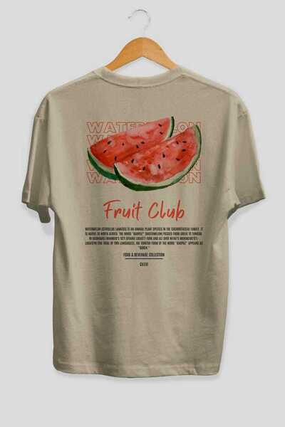 Ankhises Ανδρικό γυναικείο μπλουζάκι με στάμπα με αχλάδι μπεζ oversize