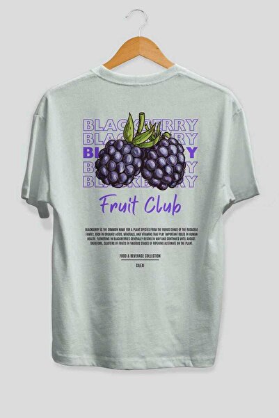 Ankhises Μπλουζάκι Blackberry με στάμπα στην πλάτη Λευκό Oversize Ανδρικό Γυναικείο Βαμβακερό μπλουζάκι με λαιμόκοψη