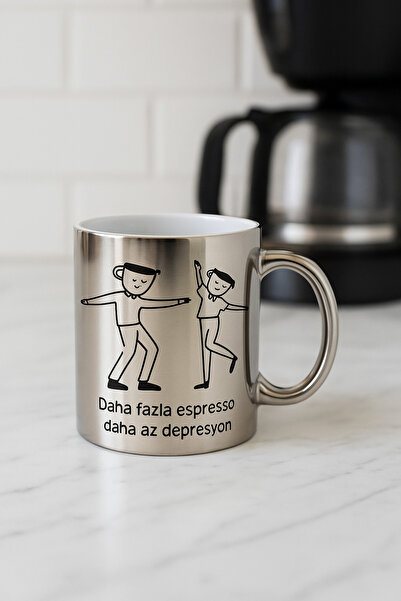 çokaş Text Printed Large Size Silver Coffee & Tea Mug