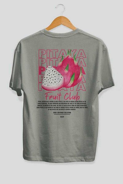 Ankhises Pitaya Back Printed Grey Oversize T-shirt Ανδρικό Γυναικείο Βαμβακερό μπλουζάκι με λαιμόκοψη