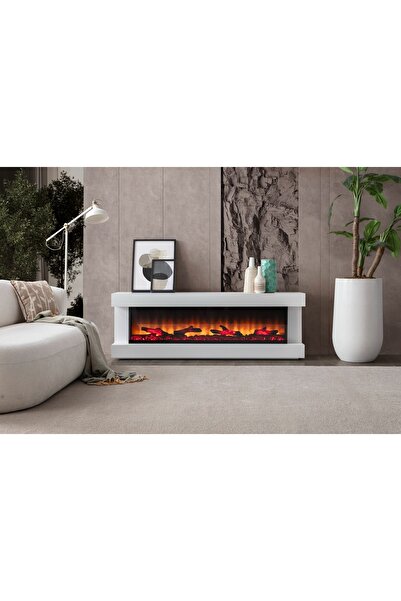 shop Etna Şömineli Lüks Tv 180 cm Beyaz